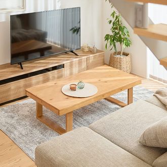 幅120] 折りたたみテーブル 角丸 天然木 ローテーブル リビング