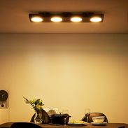 LEDシーリングライト（4灯：ホワイト/ウォルナット）調光・調色10段階