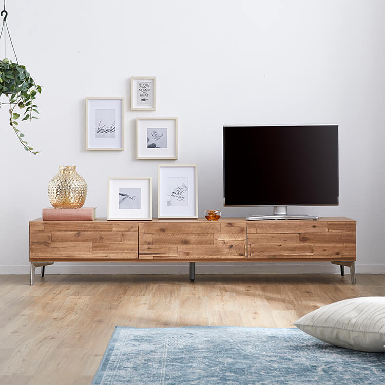 LOWYAテレビ台/テレビボード天然木 スチール脚 スチール脚がおしゃれな