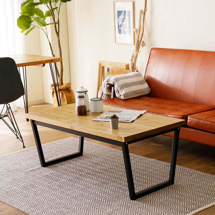 幅120 リビングテーブル 国産 ローデスク スチール脚 木製 LOWYA 幅120