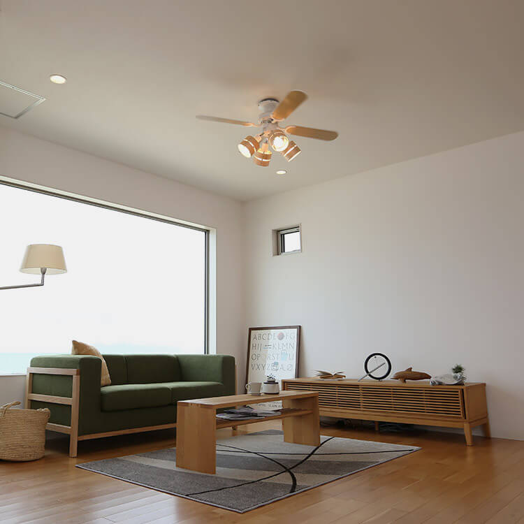 LEDシーリングファンライト（4灯：ブラウン/ホワイト×ナチュラル）4枚