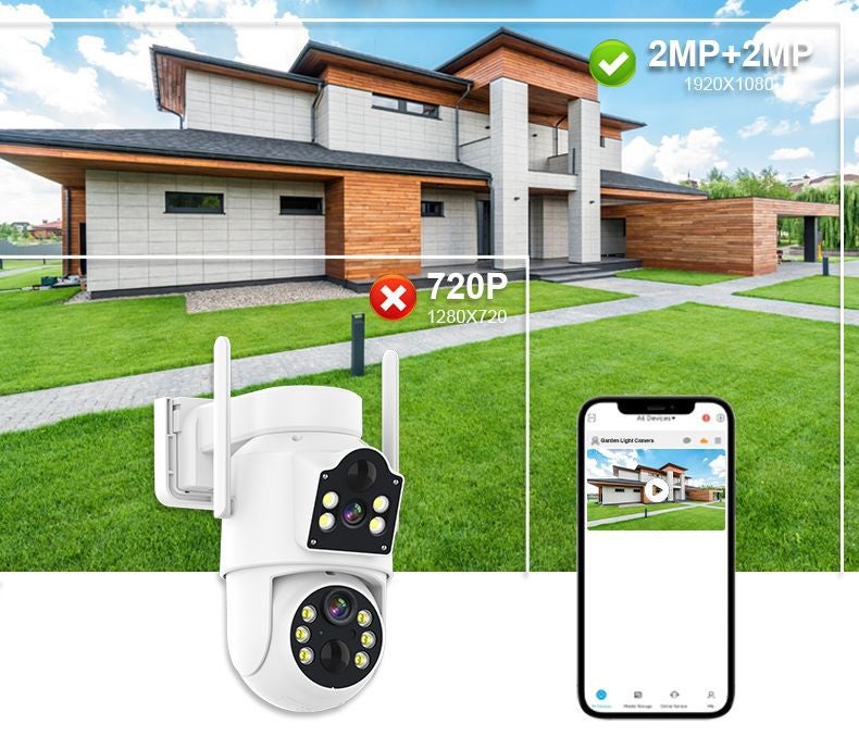 2つのカメラで全方位見守る！電源も配線工事も不要、高機能ワイヤレス