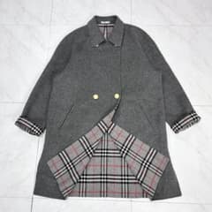 美品 バーバリー カシミヤ ダブルフェイス ノバチェック コート 金