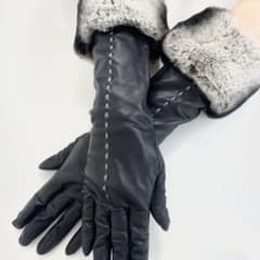 Sermoneta gloves リアルレザー ファー 手袋 ロング ブラック - メルカリ