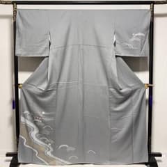 D182 訪問着 絞り 桜刺繍 流水 正絹 着物 袷 しつけ糸付き未使用極美品