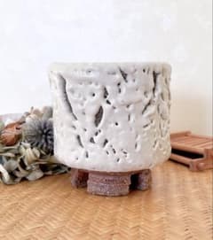 最後の1つ 萩焼 山根清玩 鬼萩 抹茶椀 湯呑み 光彩庵 陶器 割高台 作家