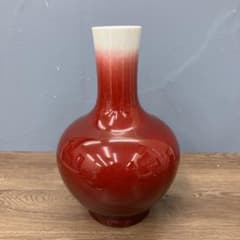 4F 中国名陶 景徳鎮製 郎窯紅（赤釉）花瓶 骨董 古美術品 花瓶 花器