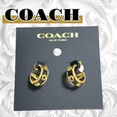 ✨新品 大特価✨コーチ シグネチャー エナメル ピアス ブラックx