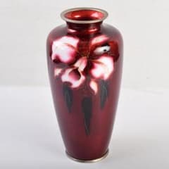 七宝焼 安藤七宝店 赤透釉 カトレア文 花瓶 C R9409 - メルカリ