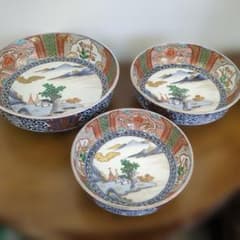 骨董 古伊万里 染錦 三っ丼 大中小 3つ 美品 鉢 器 錦出 - メルカリ
