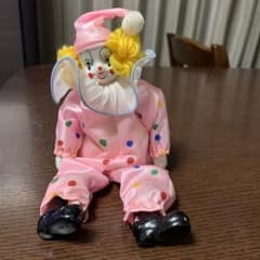 昭和レトロ ピンクのクラウン人形 ピエロ 道化師人形 水玉模様 - メルカリ
