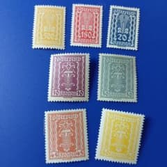 9457 外国切手オーストリア 1922年 インフレ期 小麦の穂（農業）7種