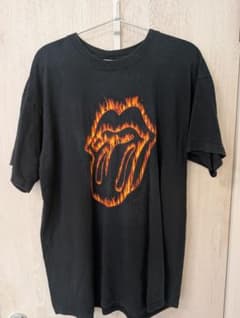 90年代製!ローリング・ストーンズ“ファイヤー·タン”Tシャツ 黒 L