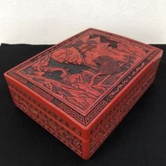 レア】仙台堆朱の文箱/道具箱/硯箱 山水彫 漆器 刻印入り - メルカリ