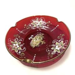 イタリア ベネチアンガラス 灰皿 トレー 小物入れ レッド 一点 可愛い