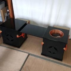 茶道具 御園棚 立礼棚 裏千家 淡々斎好写 丸炉 電熱器 畳み椅子×2脚