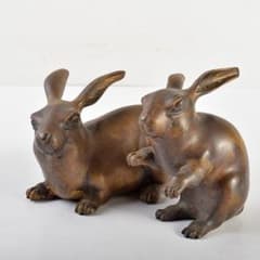 ブロンズ像 古銅 うさぎ 兎 一對 置物 重さ合計約2076g D R7486 - メルカリ