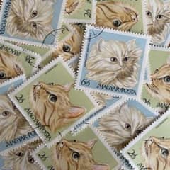 おしゃれな外国切手 ハンガリー 猫 2種 20枚 海外切手 紙もの 古切手