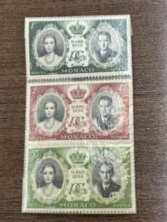 未使用 外国切手 1956年 モナコ王子と女優グレース・ケリー結婚記念