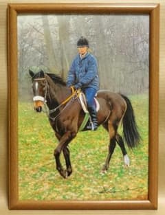 上鈴木正一 油彩画 B4『 朝の調教 』新作原画 超・超オススメの作品