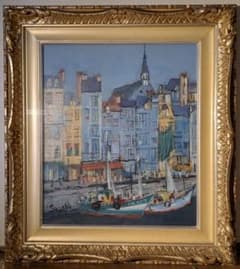 真作】絵画 笹谷幸吉 油彩10号 オンフルール 異国情緒あふれる港町 W28