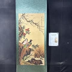 吕纪 山茶錦鶏図 中堂掛け軸 中国花鳥画 宣紙 書画工芸 - メルカリ