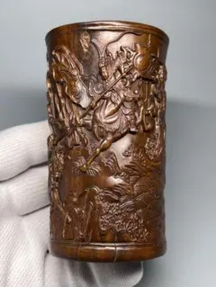 筆立□古い竹制筆筒 中国古玩 崟定京2 古竹 書道