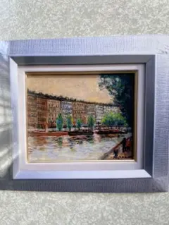 パリの芸人」菊地正則油彩画絵画油絵 F4 キャンバス額付き匿名配送