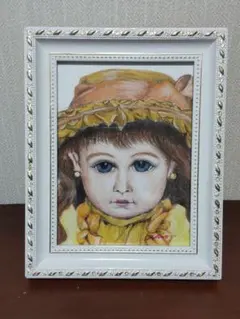 久保田政子 油彩画 額縁付き アンティーク 絵画 上品なドールの油彩画