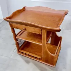 1072 オールドカリモクキャスターワゴン陳列台作業台キッチンテーブル