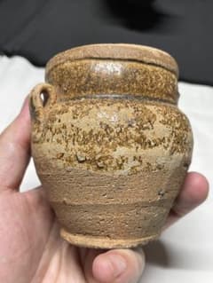 唐時代青磁 相州窯 點彩 飛斑香盒 粉盒 茶入茶道具唐物(F-84)