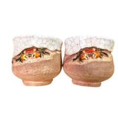 1411 美術品カニ湯呑／大明成化年製龍文猪口工芸品時代物