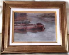 銀之汀」加藤静児 油絵 板絵