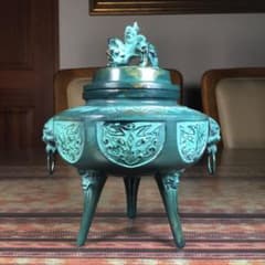 青銅器香炉中国綿密細工