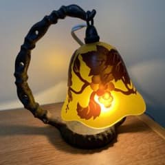 エミールガレ山景紋 プレート 卓上照明スタンド技法カメオ彫 被せガラス