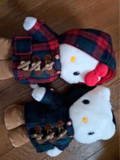 平成レトロハローキティダニエルダッフルコートブーツペアぬいぐるみ
