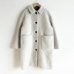 2024AW✨yori ステンカラーシャギーコートホワイト36