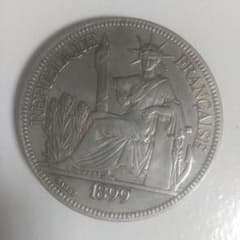 1908年 フランス ピアストル・ド・コマース 銀貨