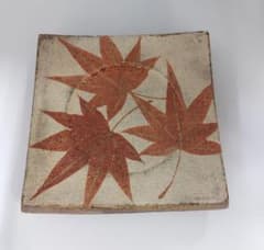 益子焼き陶芸 椿文鉢島田恭子作