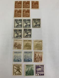 昭和12年〜21年切手32種×4枚田型鑑賞シート入！藤原鎌足、鎌倉大仏