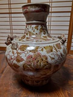 綺麗な花瓶中国色絵龍の図天球瓶高さ約39cm