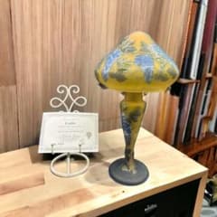 エミールガレ山景紋 プレート 卓上照明スタンド技法カメオ彫 被せガラス