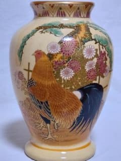 薩摩日の出鶴花瓶古城画