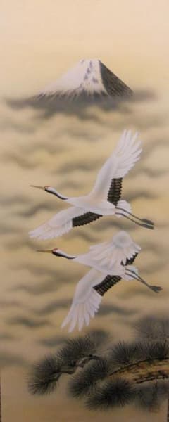 掛け軸 横田吾峯 松鶴図 絹本 希少 軸装 茶道具 掛軸 です。