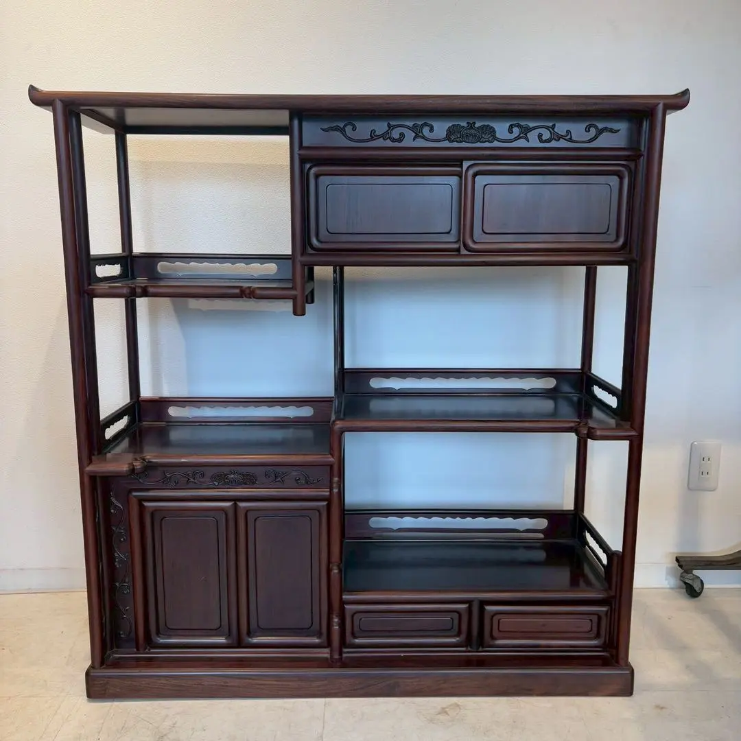 ○飾り棚 茶棚 違い棚 茶箪笥 キャビネット シェルフ 和家具 和室 昭和