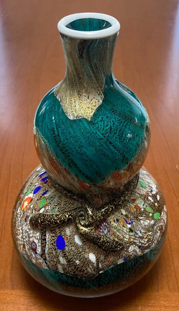 黒木国昭綾工房作琳派金彩色重文花瓶 光琳・琳派 | グラスアート黒木