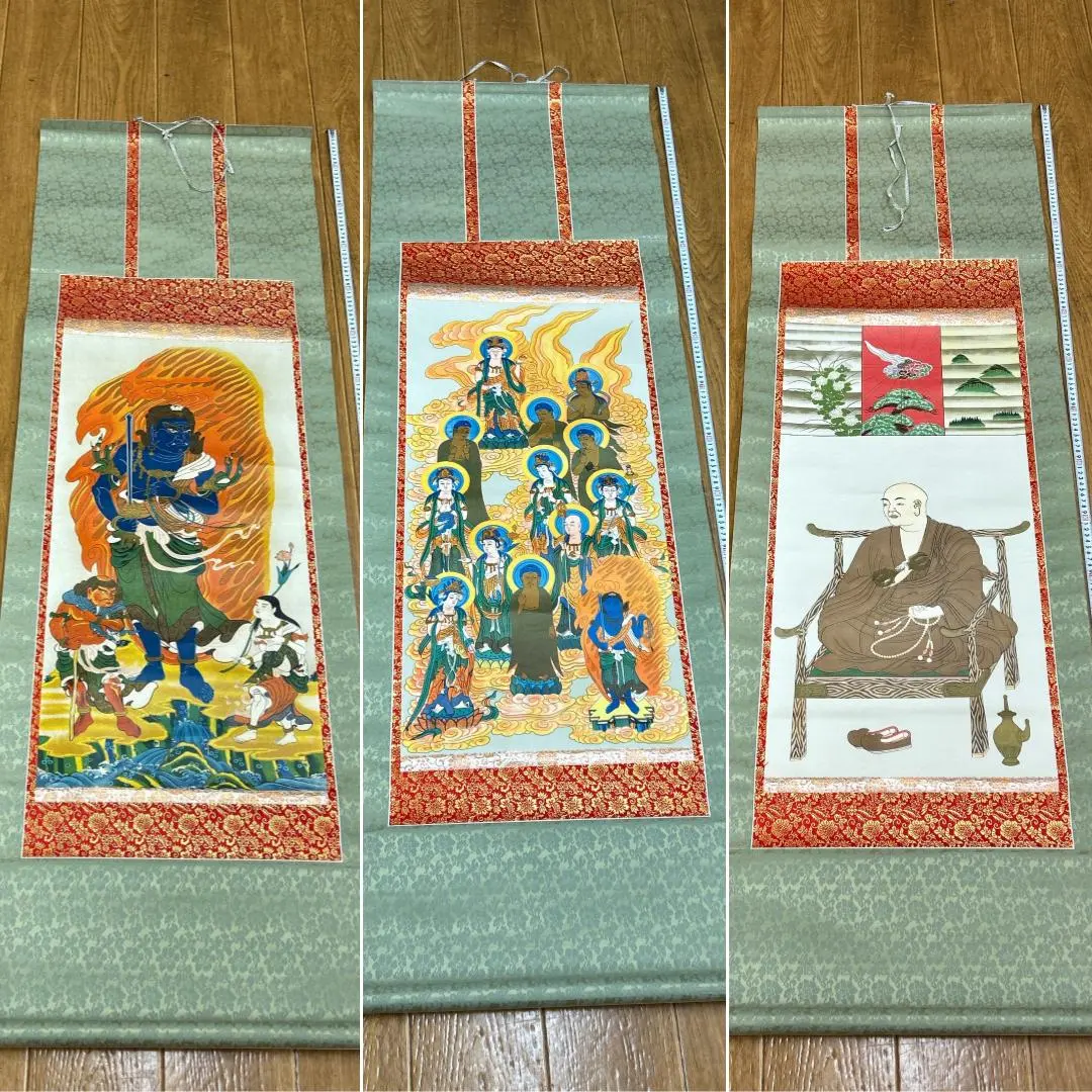 Bフライデー 肉筆掛軸☆不動明王図 祥仙画☆高さ：約176cm