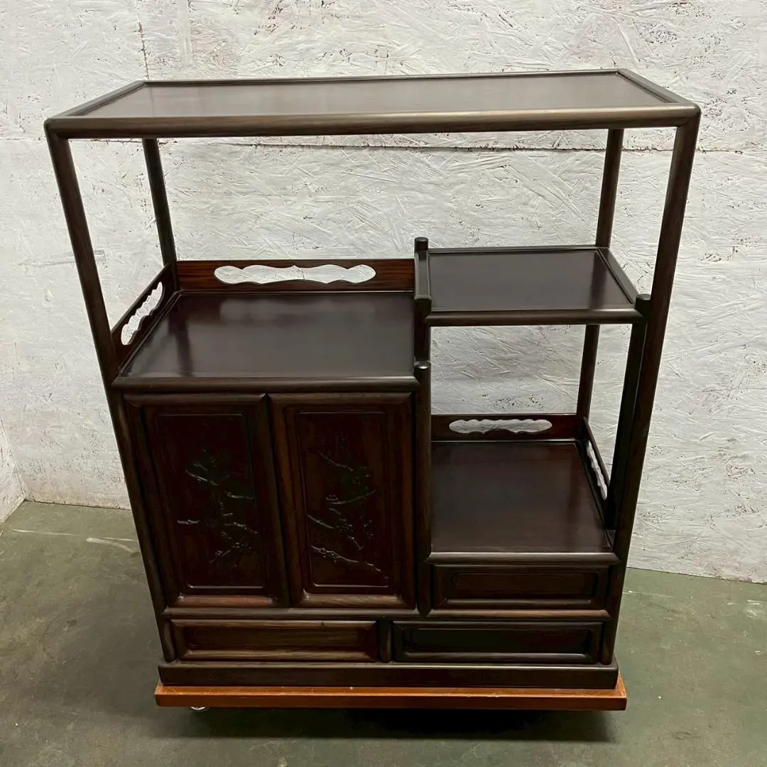 ○飾り棚 茶棚 違い棚 茶箪笥 キャビネット シェルフ 和家具 和室 昭和