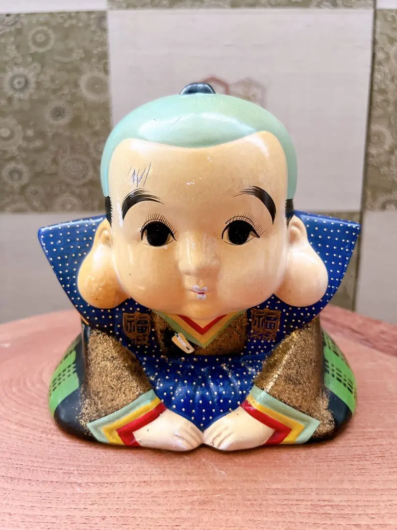 福助人形 オブジェ 置物 骨董品 アンティーク 陶器製 福助 ふく助