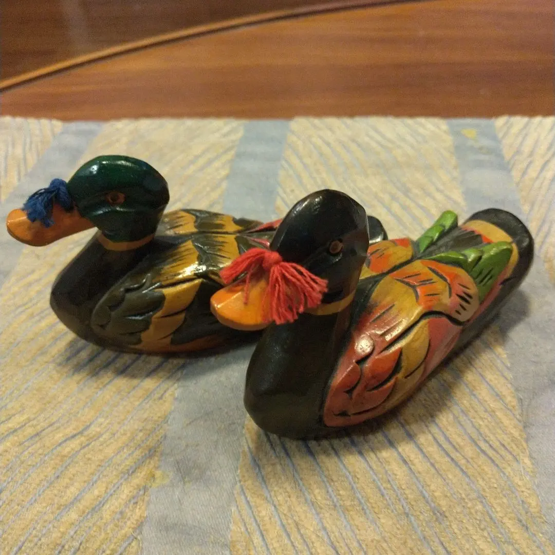 アンティーク フランス シルクスカーフ 鴨の飛翔 森林の湖 蒲の穂 地